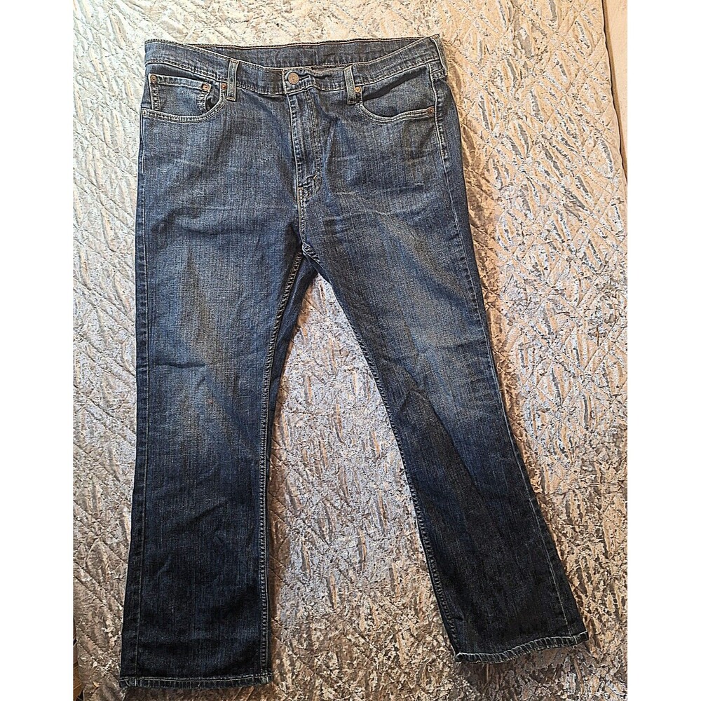 Levi's 514 Straight Fit Dark Wash Stretch Denim Jeans Mens 40x30 W40 L30 Red Tab - Picture 2 of 12